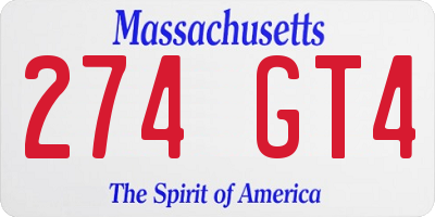 MA license plate 274GT4