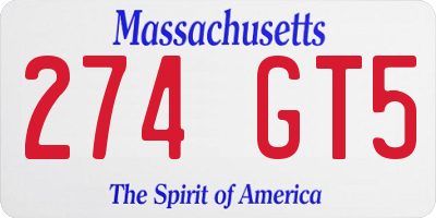MA license plate 274GT5
