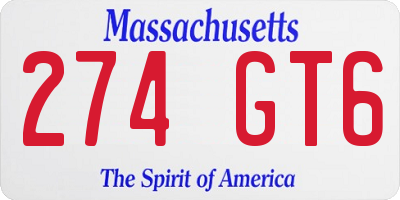 MA license plate 274GT6