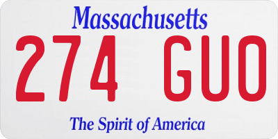 MA license plate 274GU0