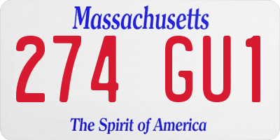 MA license plate 274GU1