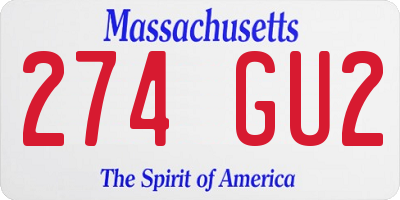 MA license plate 274GU2