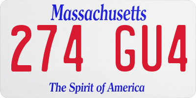 MA license plate 274GU4