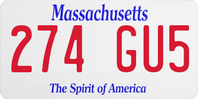 MA license plate 274GU5