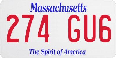 MA license plate 274GU6