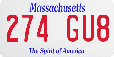 MA license plate 274GU8