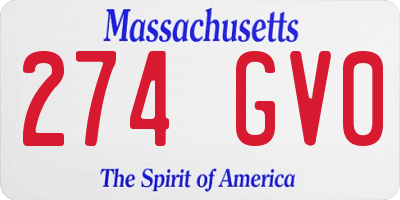 MA license plate 274GV0