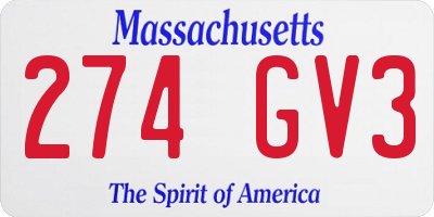 MA license plate 274GV3