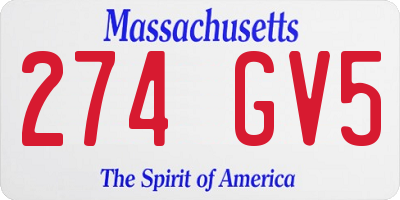 MA license plate 274GV5