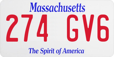 MA license plate 274GV6