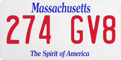 MA license plate 274GV8