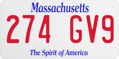 MA license plate 274GV9