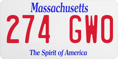 MA license plate 274GW0