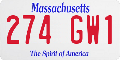 MA license plate 274GW1