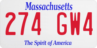 MA license plate 274GW4