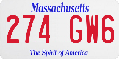 MA license plate 274GW6