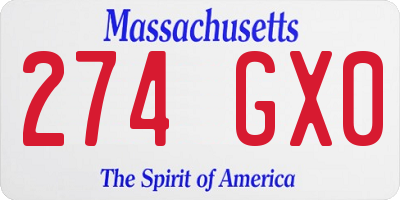 MA license plate 274GX0
