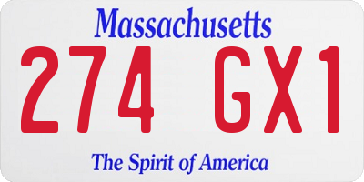 MA license plate 274GX1