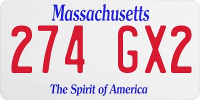MA license plate 274GX2