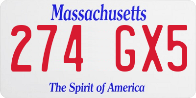 MA license plate 274GX5