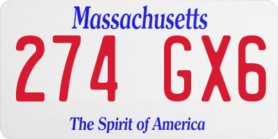 MA license plate 274GX6