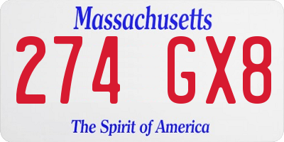 MA license plate 274GX8