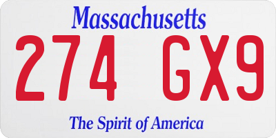 MA license plate 274GX9