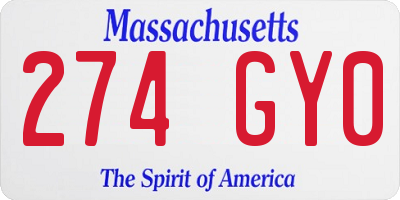 MA license plate 274GY0