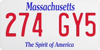 MA license plate 274GY5