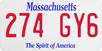 MA license plate 274GY6