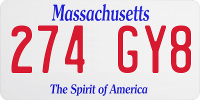 MA license plate 274GY8