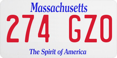 MA license plate 274GZ0