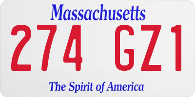 MA license plate 274GZ1