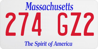 MA license plate 274GZ2