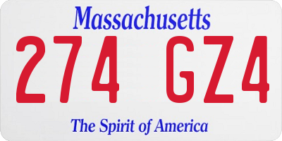 MA license plate 274GZ4
