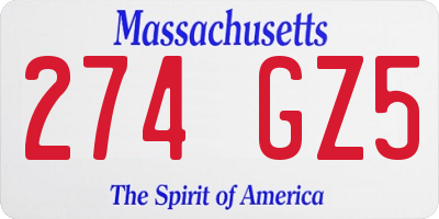 MA license plate 274GZ5