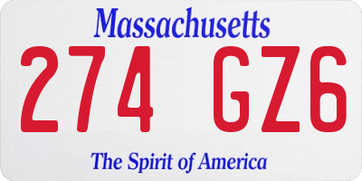 MA license plate 274GZ6