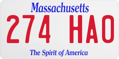 MA license plate 274HA0
