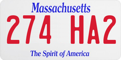 MA license plate 274HA2