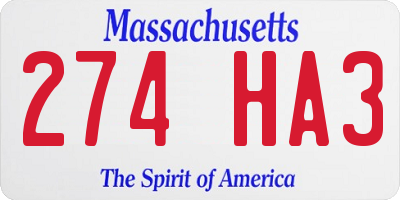 MA license plate 274HA3