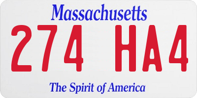 MA license plate 274HA4