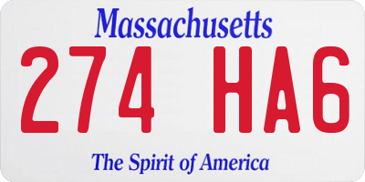 MA license plate 274HA6