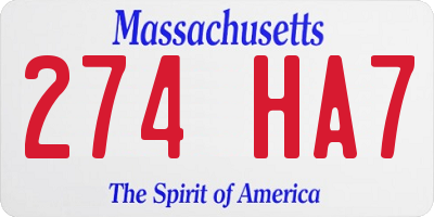 MA license plate 274HA7