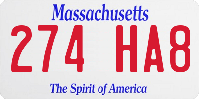MA license plate 274HA8