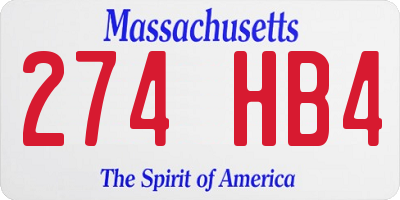 MA license plate 274HB4