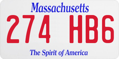 MA license plate 274HB6