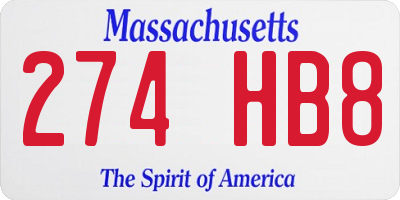 MA license plate 274HB8