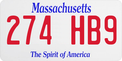 MA license plate 274HB9