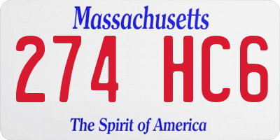 MA license plate 274HC6