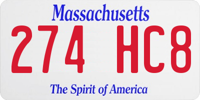 MA license plate 274HC8